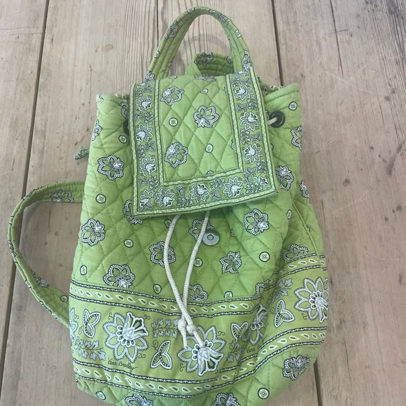 Vera Bradley Handbags - Vera Bradley lime paisley drawstring backpack